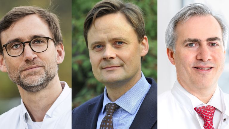 Prof. Christian Nolte, Prof. Matthias Endres und Prof. Ulf Landmesser (v. l. n. r.) untersuchten das Herzinfarkt-Risiko von Schlaganfall-Patienten.
